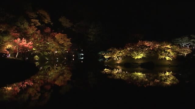 栗林公園で夜のライトアップ 夜間運航の和船から眺める幻想的な風景 香川 高松市 Ohk 岡山放送