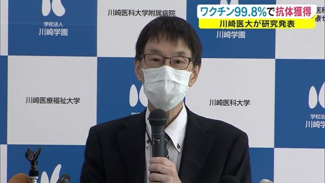 ９９ ８ が有効な抗体獲得 ２回のワクチン接種で抗体価上昇 川崎医大教授が研究発表 岡山 倉敷市 Ohk 岡山放送