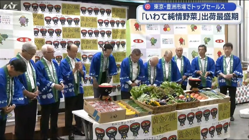 東京・豊洲市場で「いわて純情野菜」トップセールス
