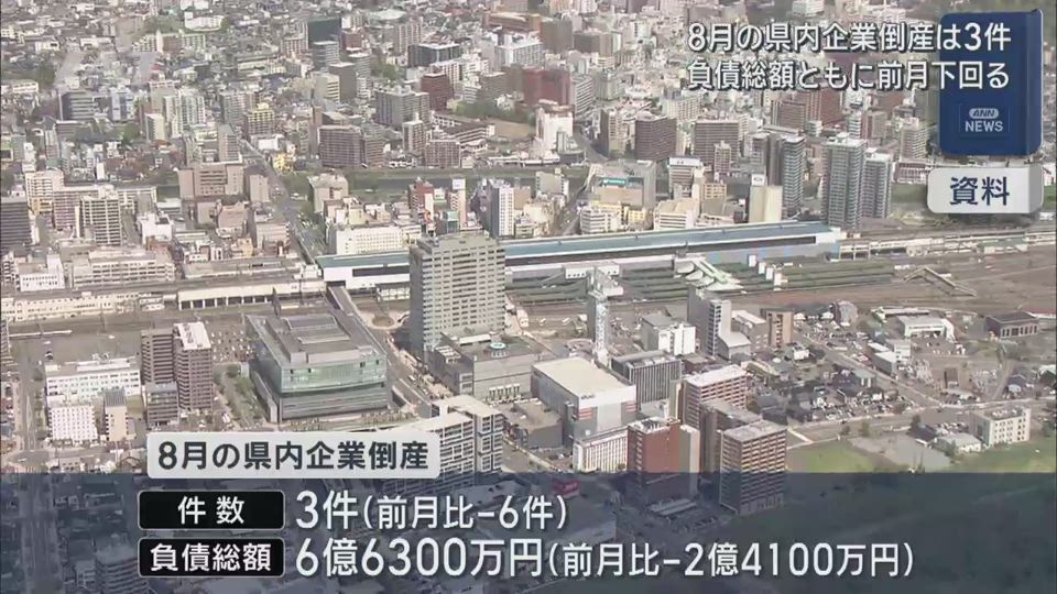 県内企業倒産　８月は件数・負債総額ともに前月を下回る【岩手】