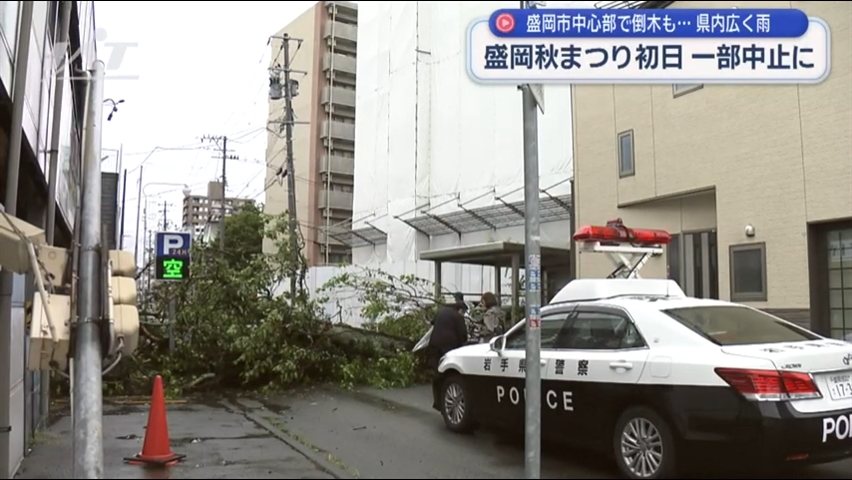 盛岡秋まつり「八幡下り」雨で中止　倒木も発生【岩手】