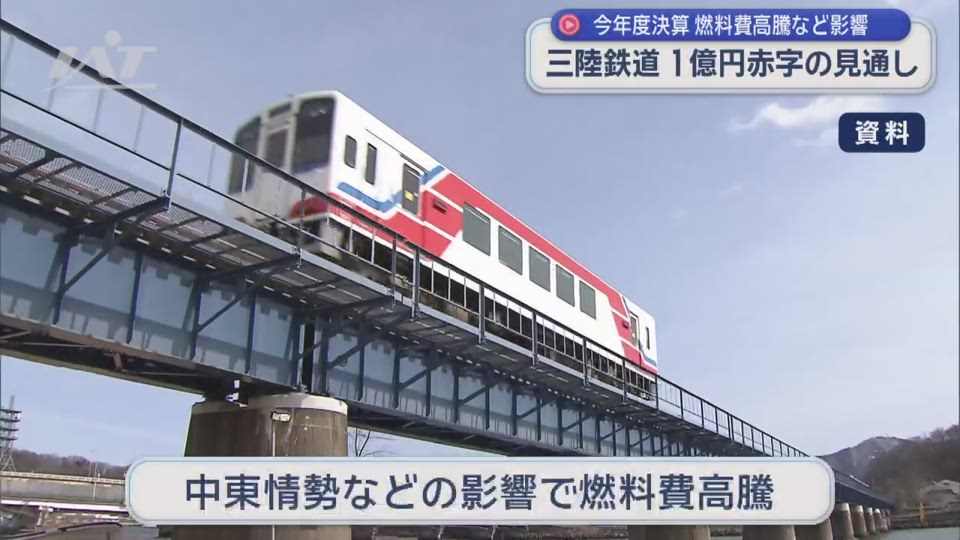 三陸鉄道　当期損益が１億円超【岩手】