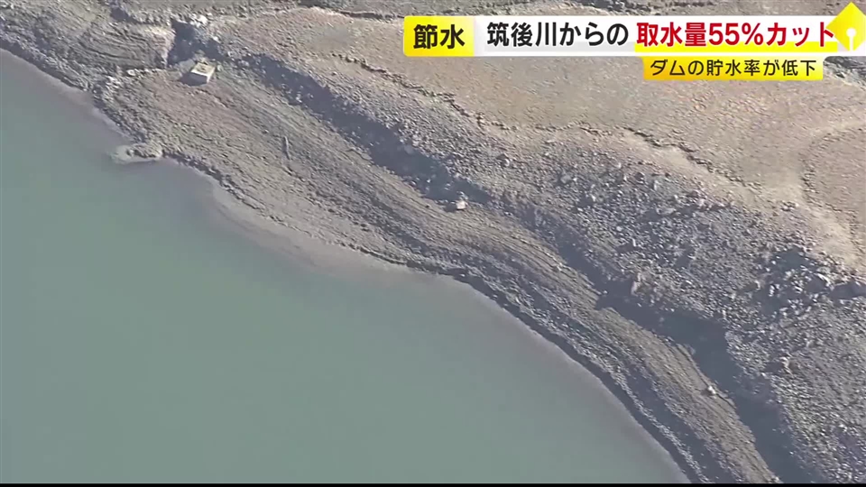 筑後川から福岡都市圏への取水量55％カット　14日から　少雨で主要6ダム貯水率15.1％と過去最低レベル　節水への協力を呼びかけ