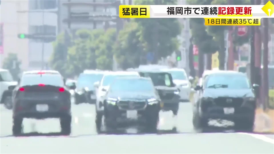 福岡市の猛暑日が18日連続に…13年ぶり過去最長記録を更新　各地で朝から強い日差し降り注ぐ　熱中症に警戒を